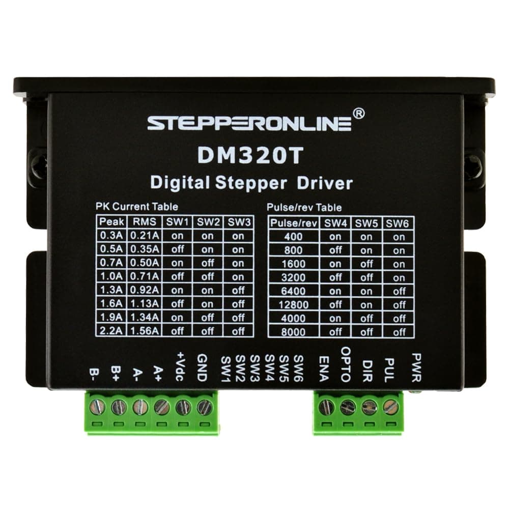 STEPPERONLINE Digital Stepper Driver 0.3-2.2A 10-30VDC 1/64 Micro-Step Resolutions for Nema 8, 11, 14, 16, 17 Stepper Motor