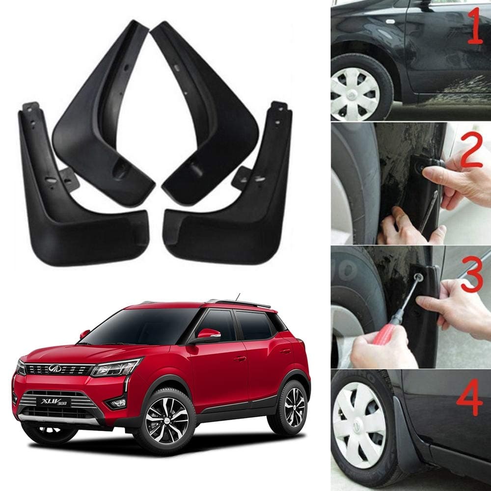 Oshotto (O.E.M Fitting Cup Type) Mud Flap/Splash Guard Compatible with Mahindra XUV 300 (Set of 4)