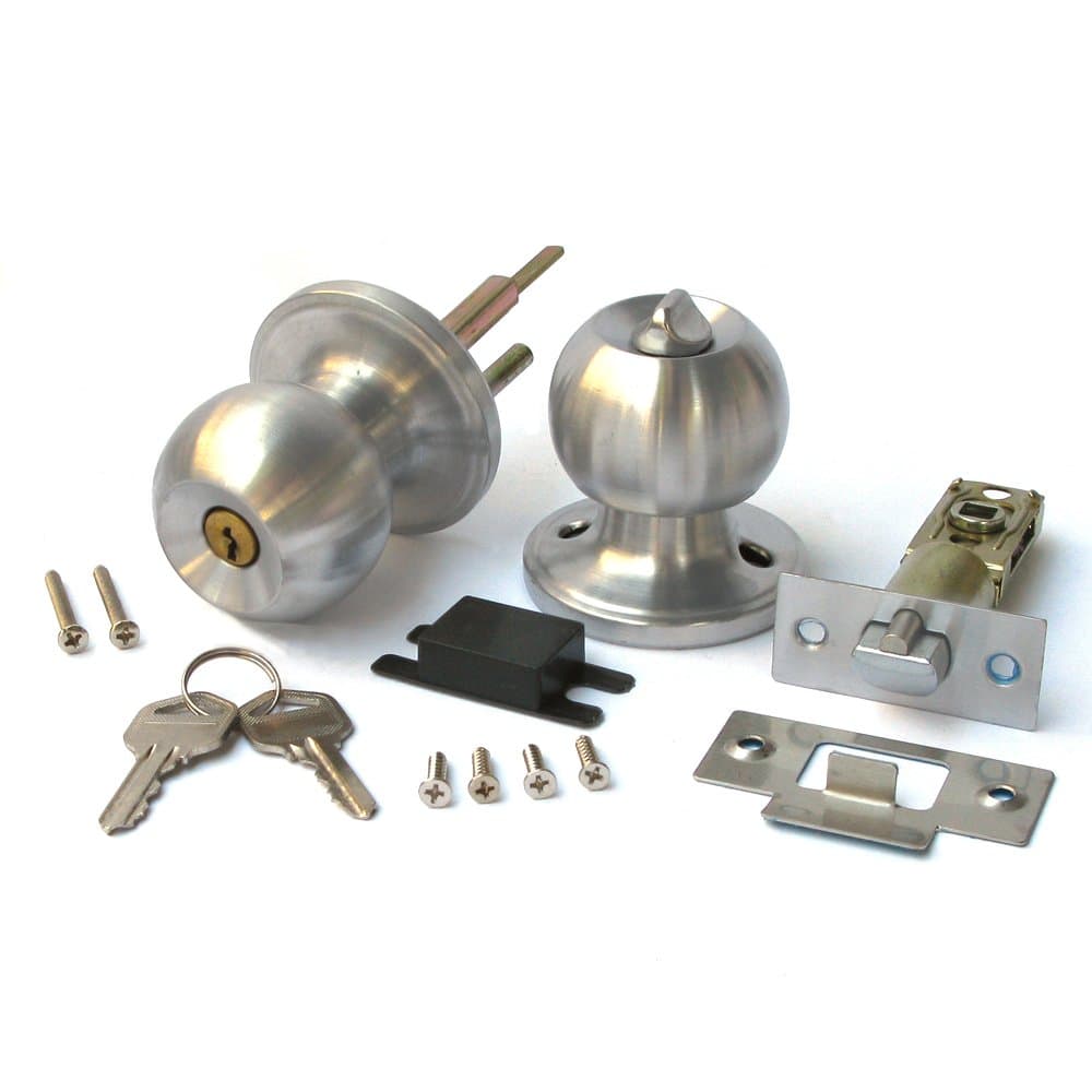 Stainless Keyed Entry Rotation Round Door Knobs Handle Entrance Passage Lock