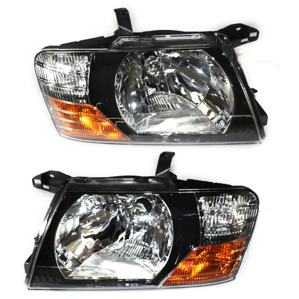 Headlights Assembly Compatible With 2000 2001 2002 2003 2004 2005 2006 Mitsubishi Pajero Montero, Clear Lens Lights Assembly, Driver & Passenger Headlamps Assembly Replacement