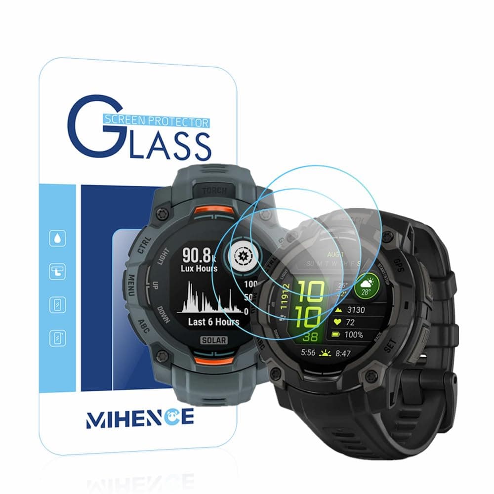 Screen Protector Compatible for Garmin Instinct 3 45mm AMOLED/Solar Smartwatch, 9H Tempered Glass Screen Protector (Pack of 3)
