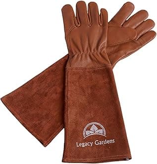 - Leather Gardening Gloves for Women & Men, Long Garden Gloves, Cowhide Gauntlet Rose Pruning Thorn Resistant, Forearm Protection, XL, Brown
