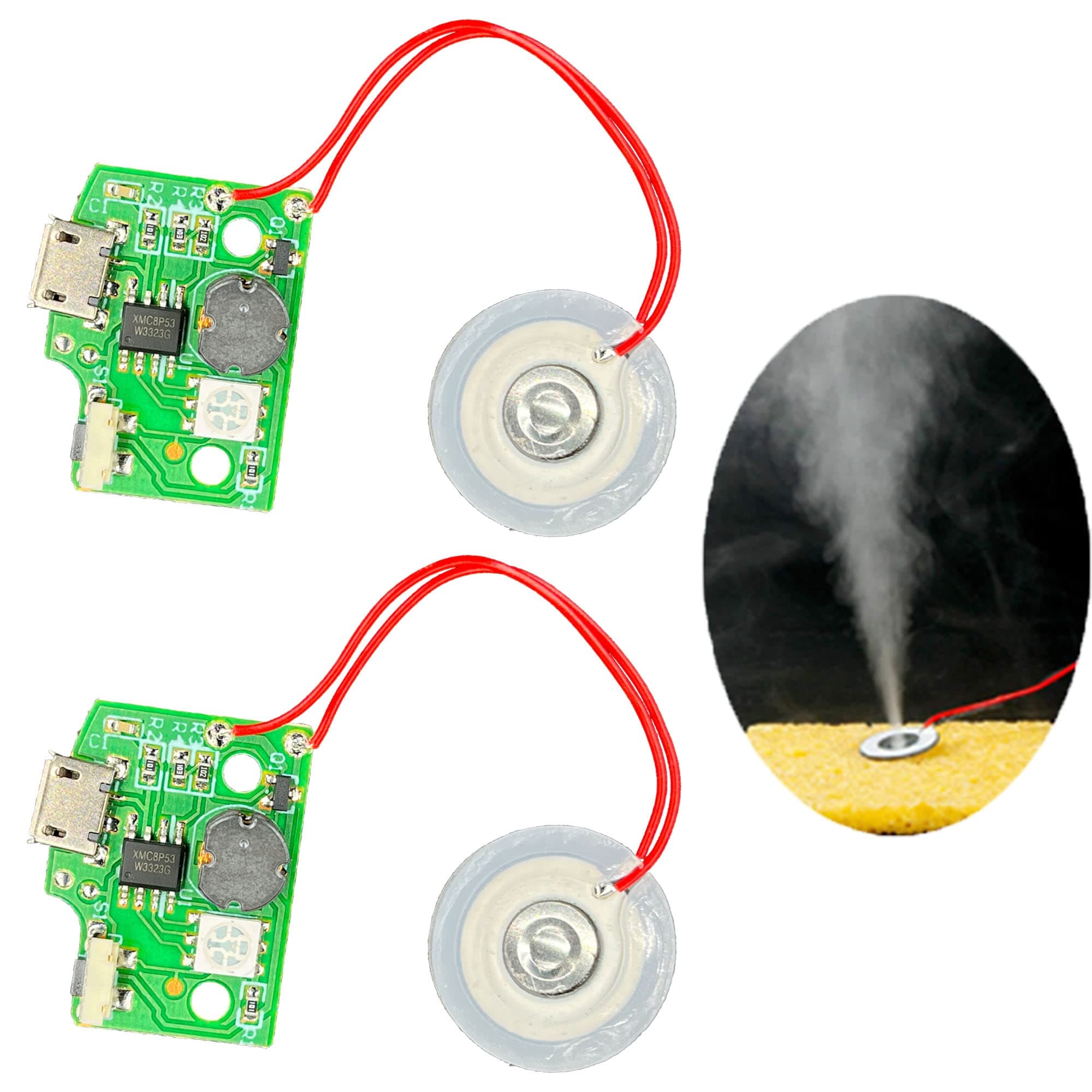 2 Pack Atomization Disc Mist Maker Ultrasonic Atomization Module Ultrasonic Fogger Diy Humidifier With Pcb 5V - 50 Ml