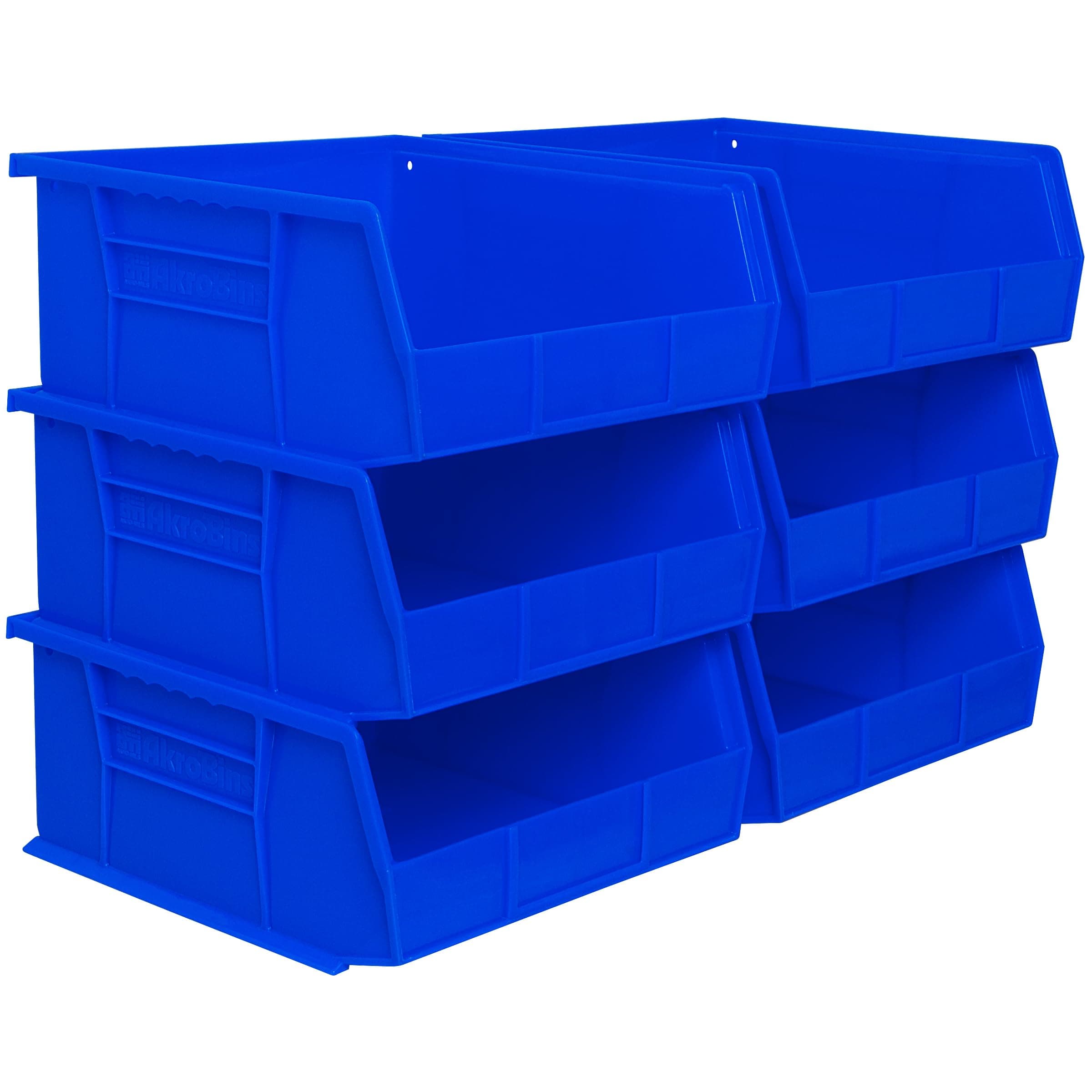 Akro-Mils 30235 AkroBins Plastic Storage Bins, Space-Saving Stackable Bins, Garage Organization Bins, Pantry Organization, Craft Storage, 11-Inch x 11-Inch x 5-Inch, Blue, 6-Pack