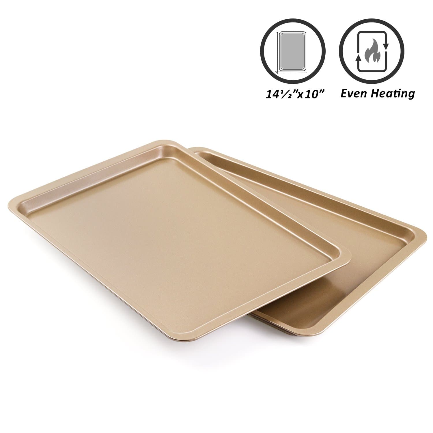 Baking Sheet Cookie Sheet Half Sheet Pan Baking Pans Heavy Duty Cookie Sheets Bakers Half Sheet Baking Pans Metal Sheet Pan for Baking Tray Roasting Sheets Quarter Sheet Pan Jelly Roll Pan (2 Pack)