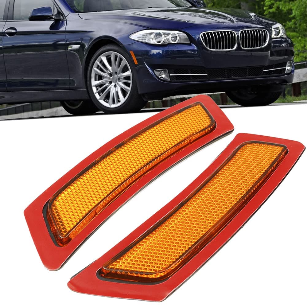 Front Bumper Side Marker Lights Reflector Compatible with 2011-2016 BMW F10/F11 5 Series 528i 528ix 535i 550i(Amber Lens)