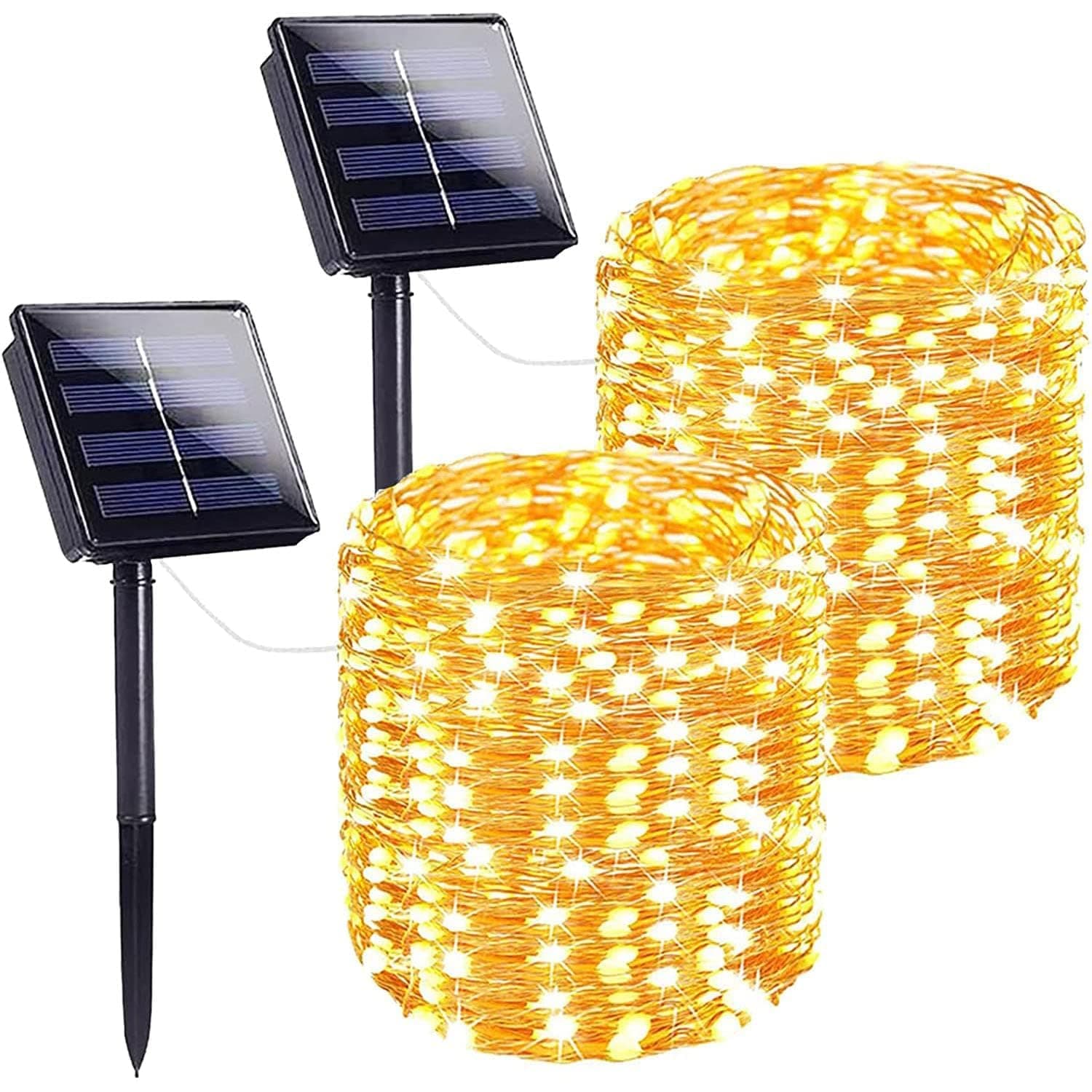 X spring Solar String Lights, Each 2 Pack 22M 200LED Fairy Lights, Super Bright Waterproof Solar Fairy Lights, 8 Modes Warm White Solar Outdoor String Lights for Garden Tree Patio Party