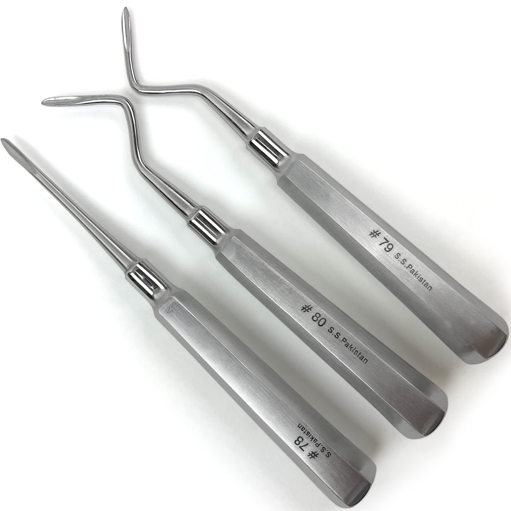 Root Elevator Set – Luxating Periotome, Apical Molt Osteotome, Root Extraction Instruments, Professional Oral Implant Tools - 3 Pcs