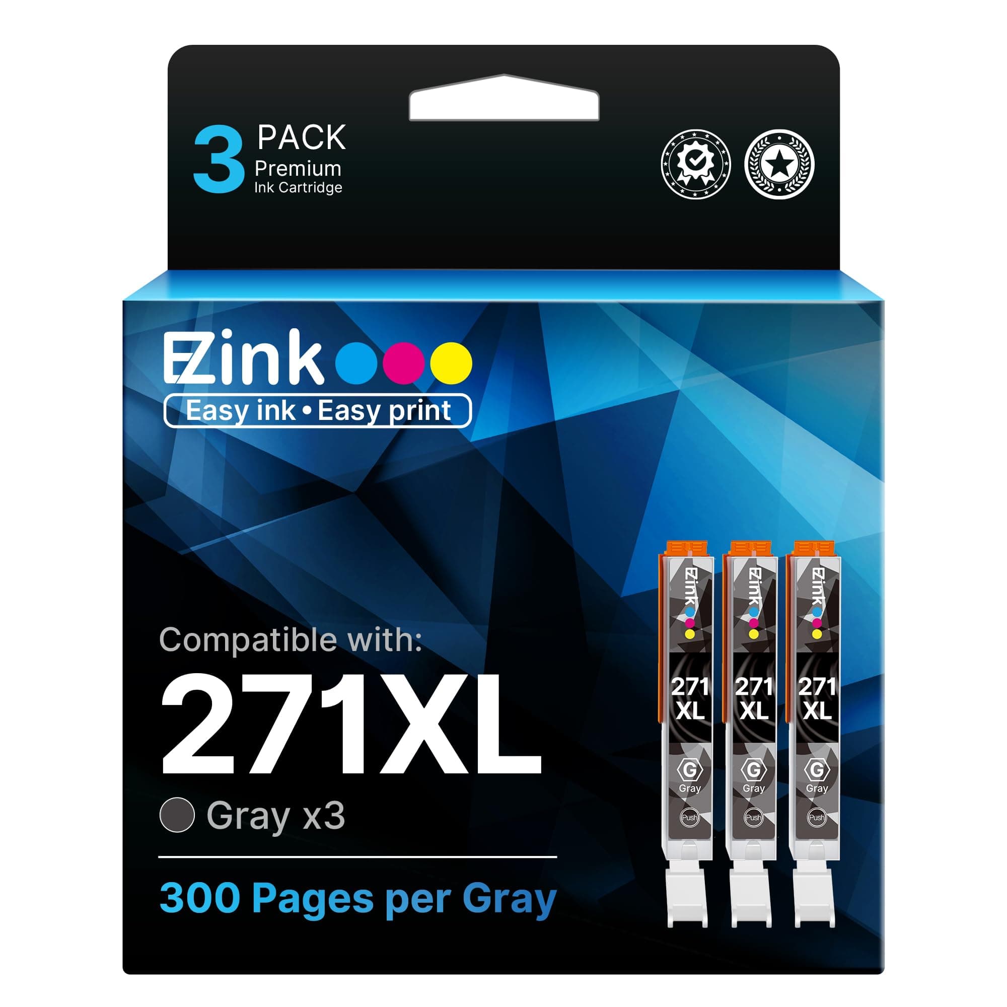 E-Z Ink Compatible Ink Cartridge Replacement for Canon CLI-271XL CLI 271 XL Compatible with PIXMA TS8020 TS9020 MG7720 Printer (Gray, 3 Pack)