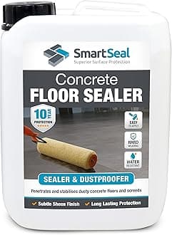 SmartSeal Concrete Floor Sealer - 5 Litres - Premium Exterior & Interior Concrete Sealer and Dustproofer with Satin Sheen Finish – Easy to Apply, Stain & Water Resistant Sealant
