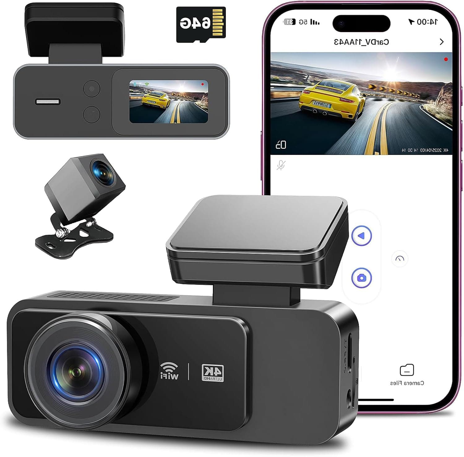 Dash Cam 4K + 1080P