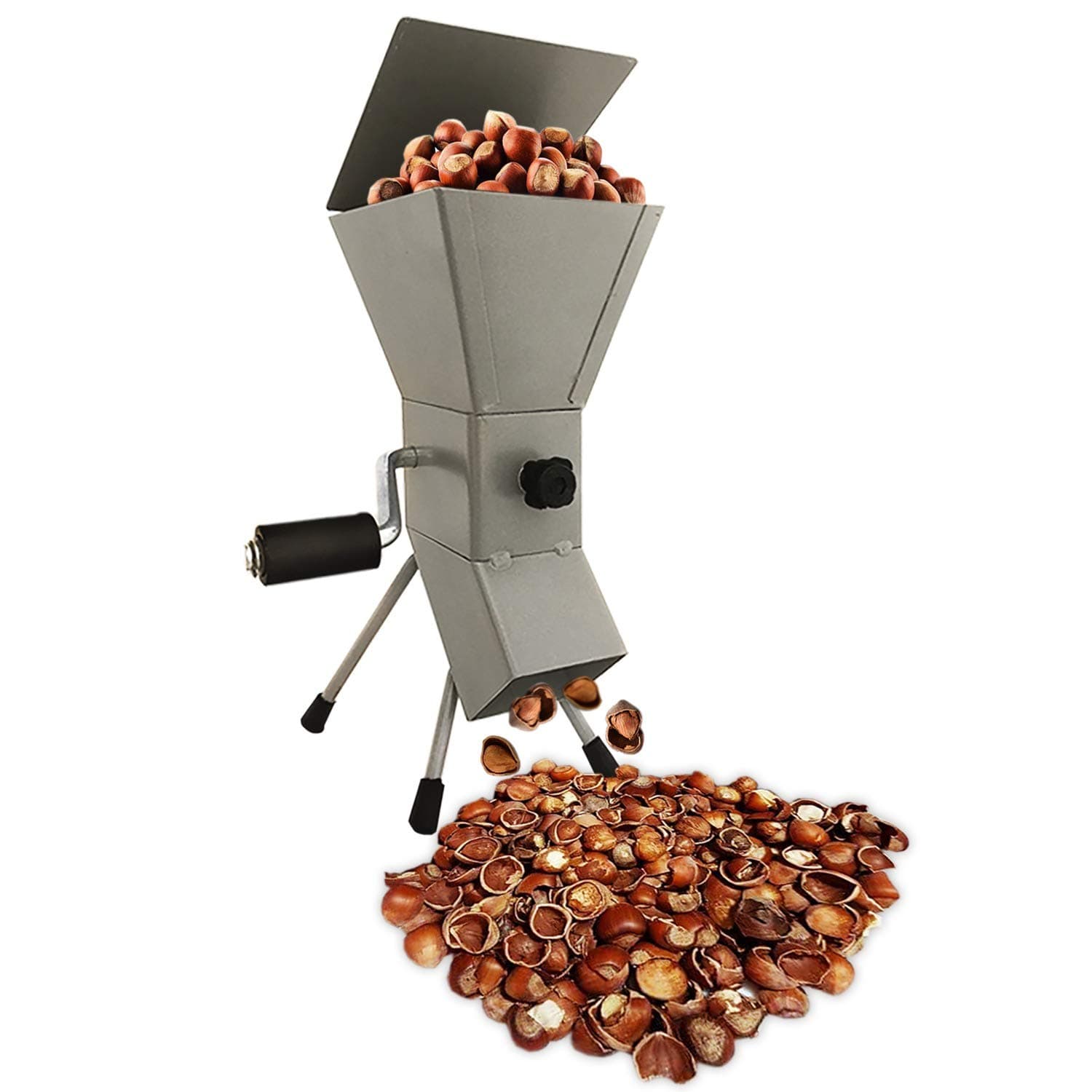 Hand Crank Nutcracker Tool for Hazelnuts, Soft Shell Pecans, Pistachios and Filbert Nuts, Brazil Nuts - All Steel, Portable and Adjustable