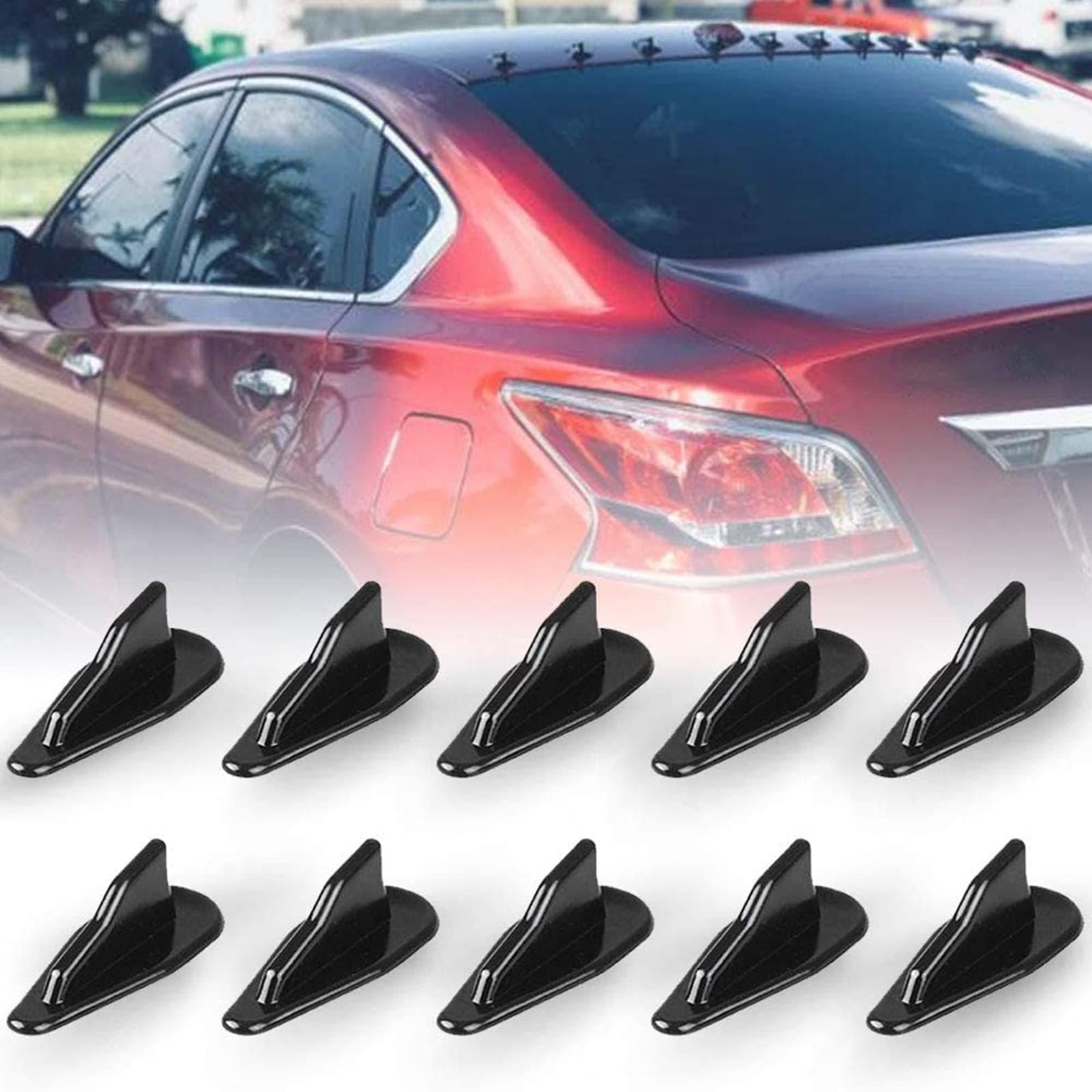 Alpha racing Air Vortex Generator Diffuser Shark Fin 10pcs Set Kit For Spoiler Roof Wing