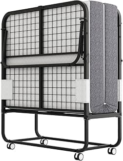 Folding Bed with Mattress, 75" x 31" Roll Away Bed for Adults, Cot Size Fold up Portable Foldable Mattress for Guest