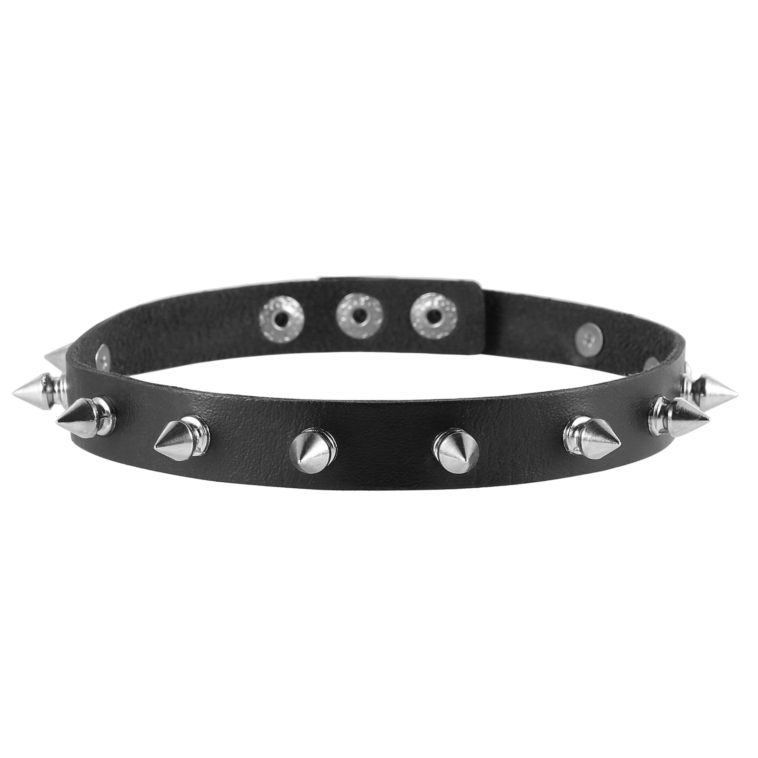 Fashion Women Men Cool Punk Goth Metal Spike Studded Link Leather Collar Choker Necklace