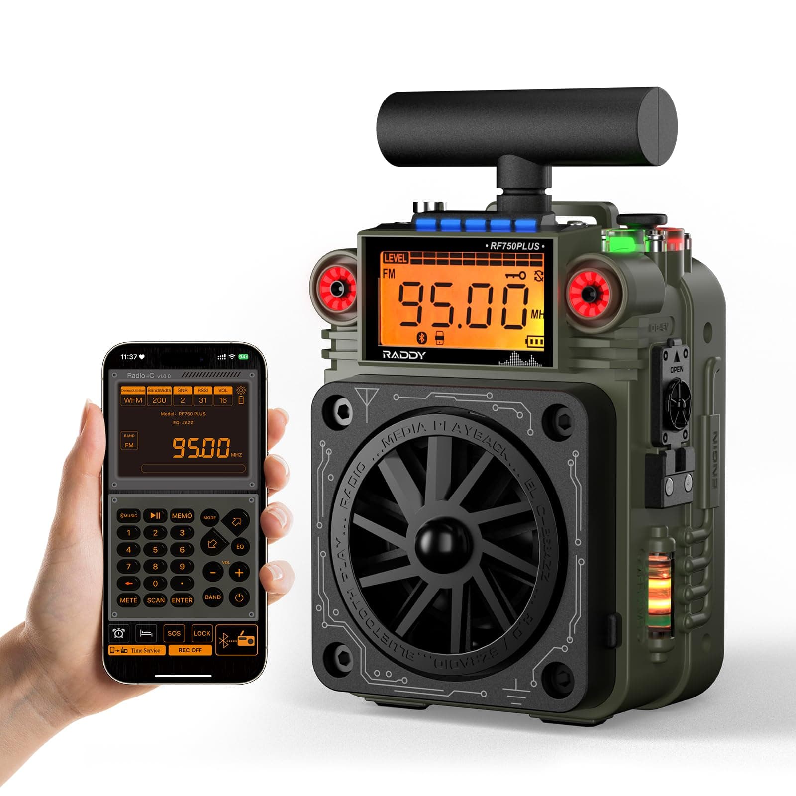 – RF750 PLUS AM FM SW Shortwave Radio, Portable Mini Radio with APP Control, 297 Preset Stations, Replaceable Battery, T-Type Antenna, SOS Alarm for Camping, Emergency