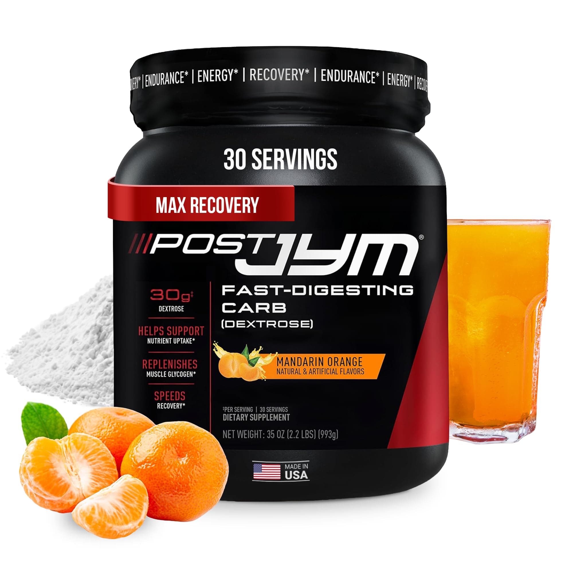 Post Fast-Digesting Carb - Post-Workout Recovery Pure Dextrose | JYM Supplement Science | Mandarin Orange Flavor, 30 Servings, 2.2 Pound, 35.04 Ounce