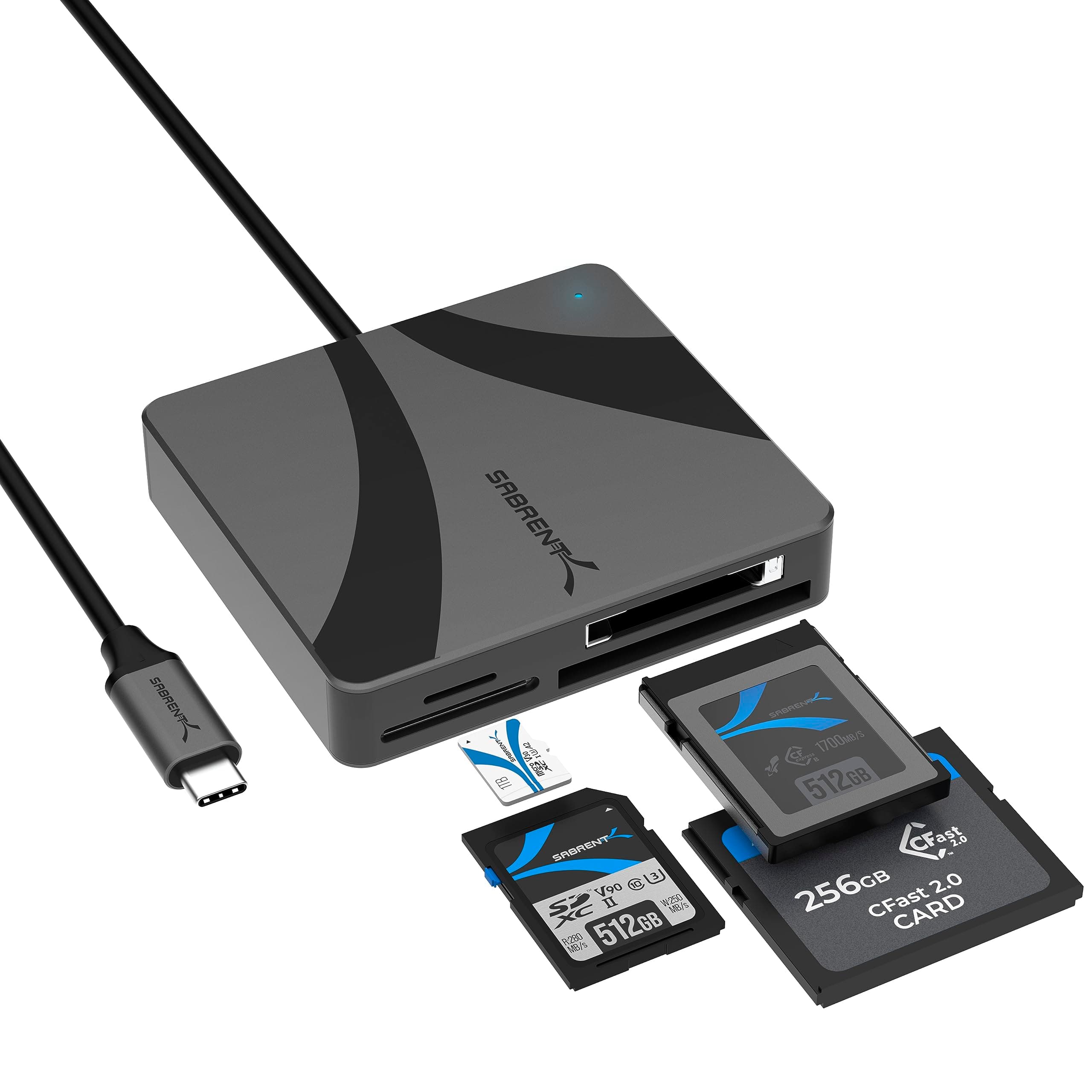 - SABRENT USB-C Multi-Card Reader for CFexpress Type B, CFast 2.0, and microSD/SD Cards (CR-C4PM)