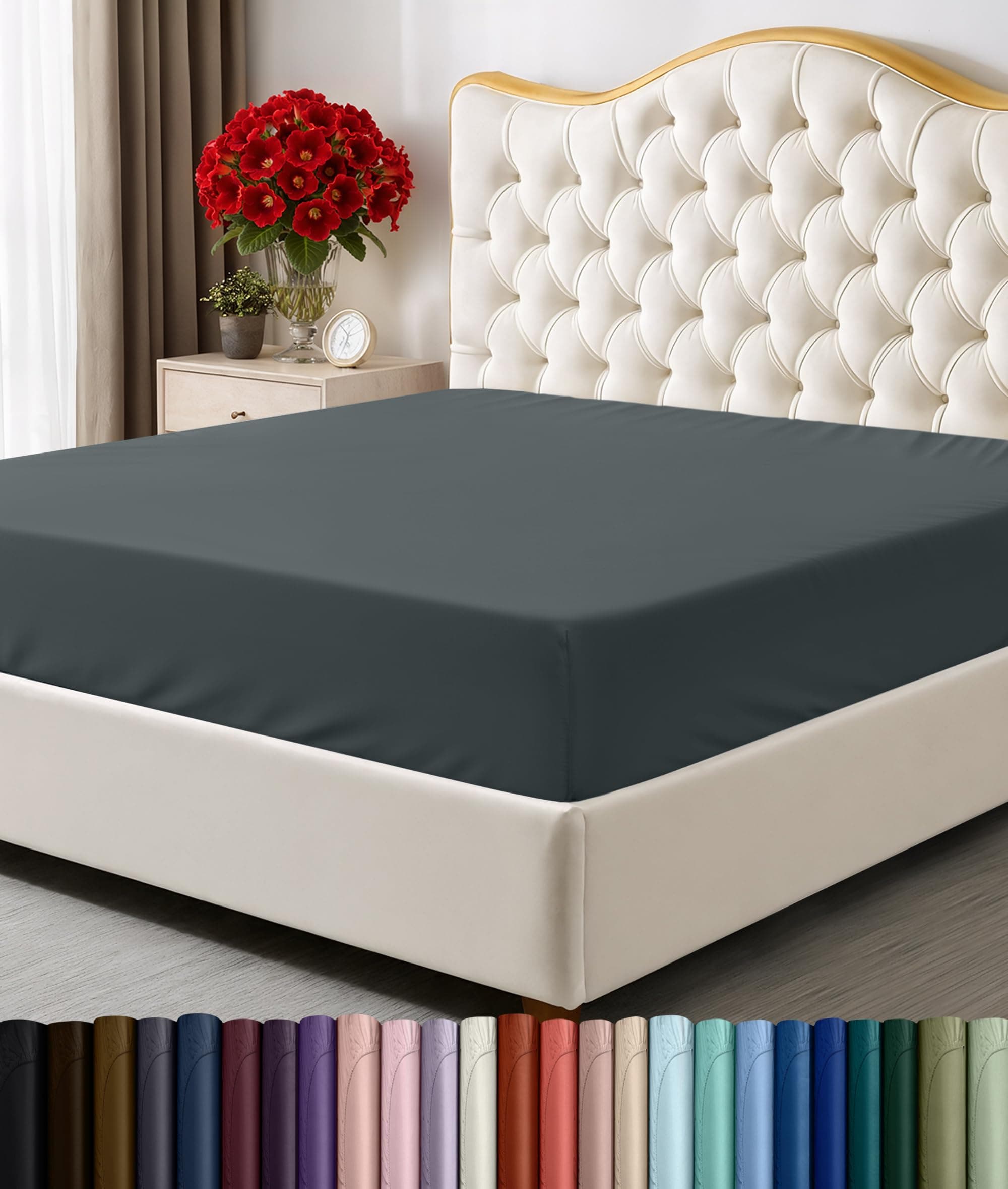 Utopia Bedding Queen Fitted Sheet - Bottom Sheet - Deep Pocket - Soft Microfiber - Shrinkage and Fade Resistant - Easy Care -1 Fitted Sheet Only (Grey)