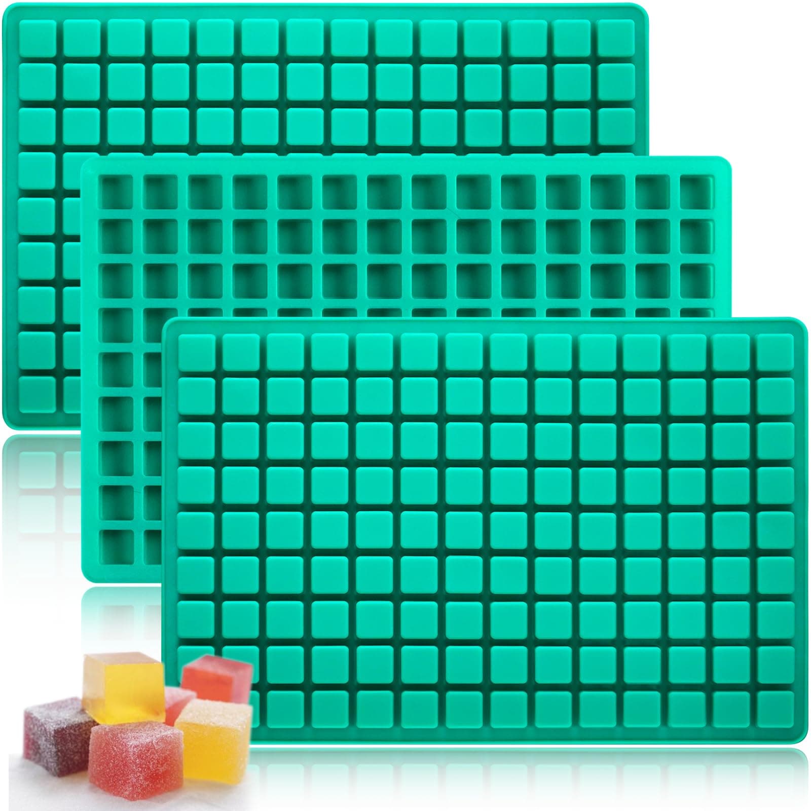 HKNMTT Square Gummy Molds Silicone, Mini Hard Candy Molds 3 Pack 126 Cavities...