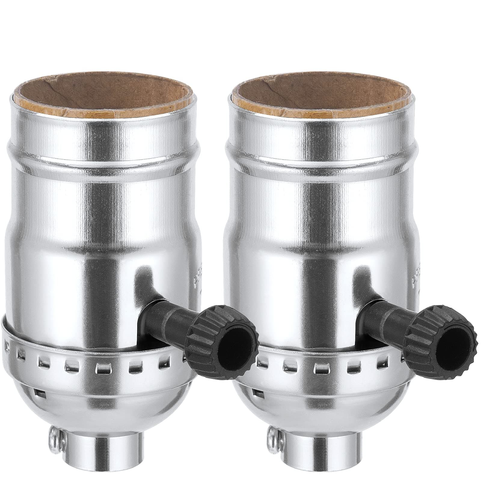 2 Pack 3 Way Lamp Holder Replacement, E26 Screw Base Lamp Holder with Rotary Knob Switch for Low, Medium and High Settings, Repair Kit