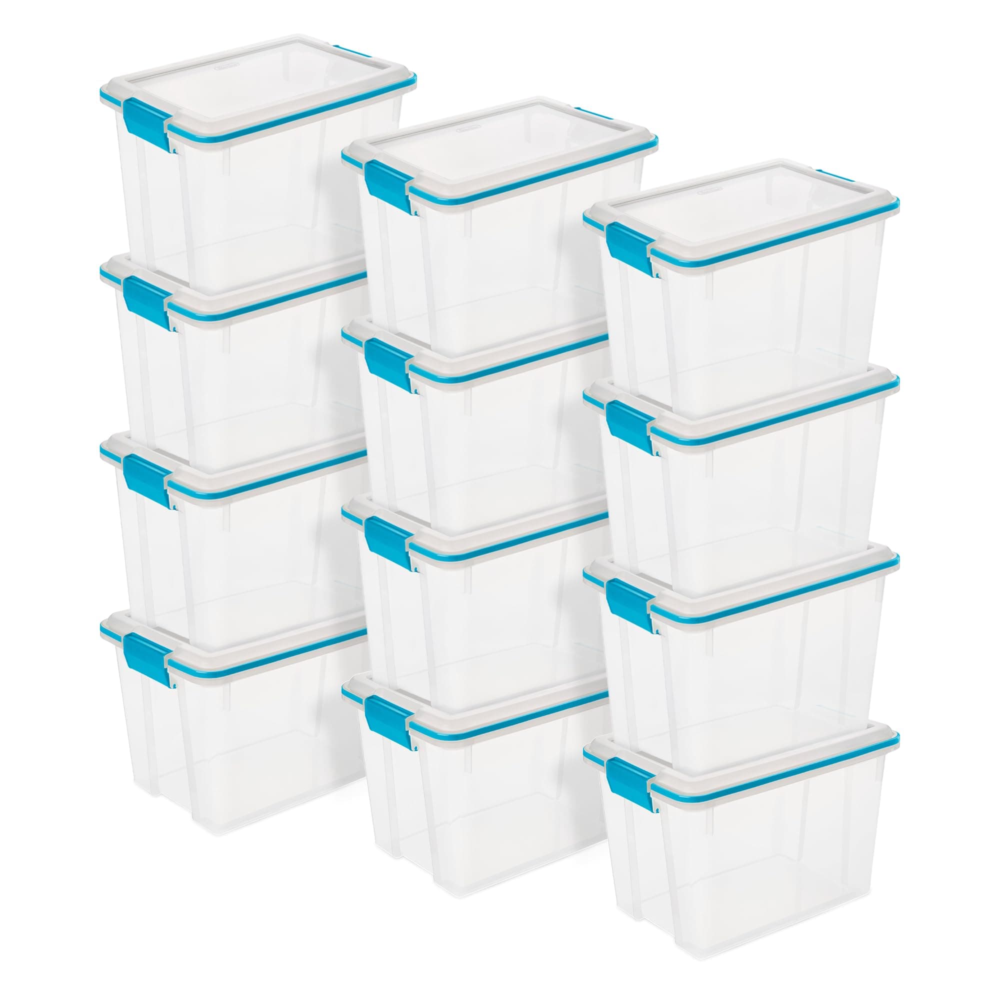 Sterilite Gasket Box, Stackable Storage Bin with Latching Lid, 20 Quart, 12 Pack