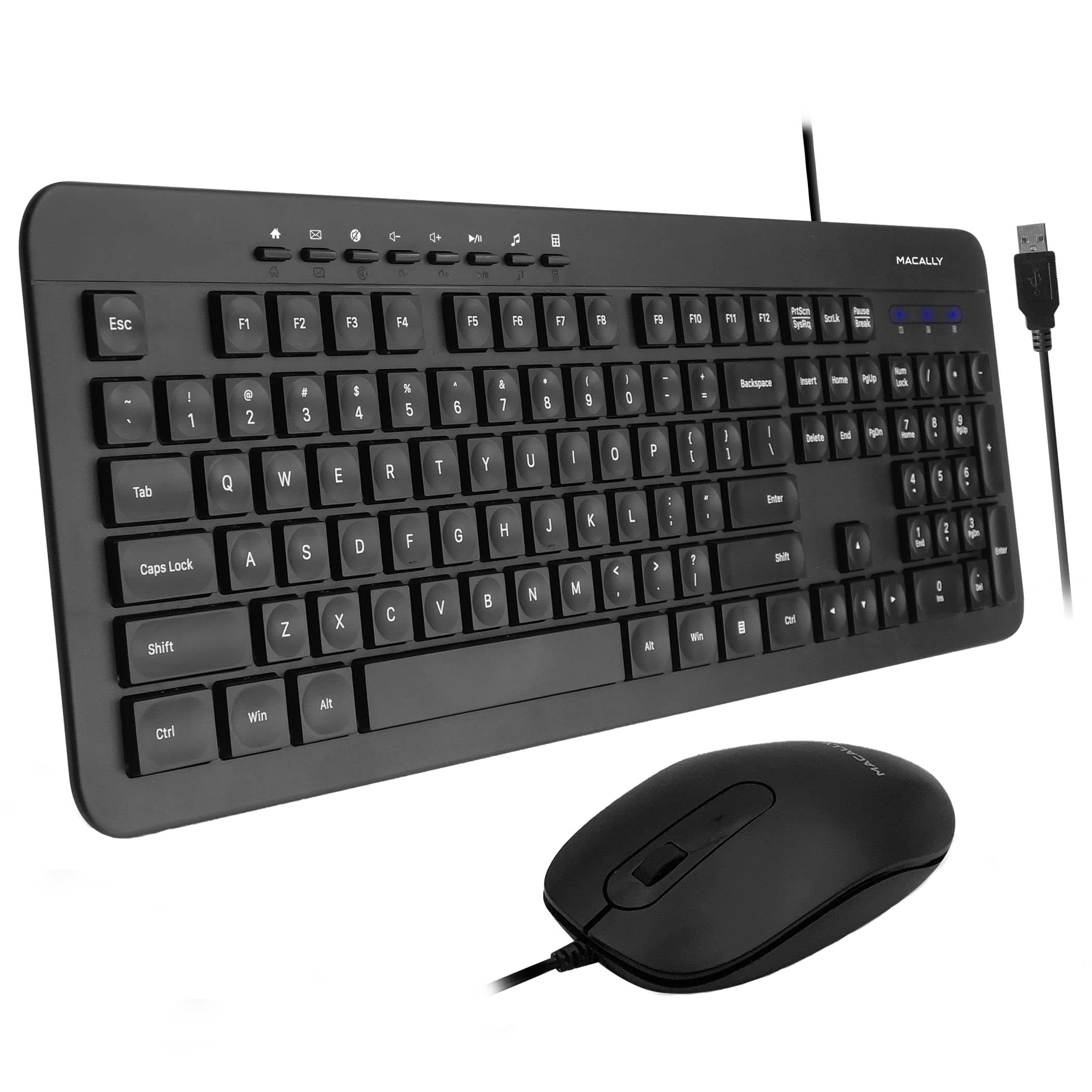 USB Wired Keyboard and Mouse Combo Bundle for PC, Desktop Computer, Laptop, Notebook, ChromeBook - Ultra Slim Keyboard Mouse Combo Set, Compatible with Windows 10/8/7/Vista/XP, etc.