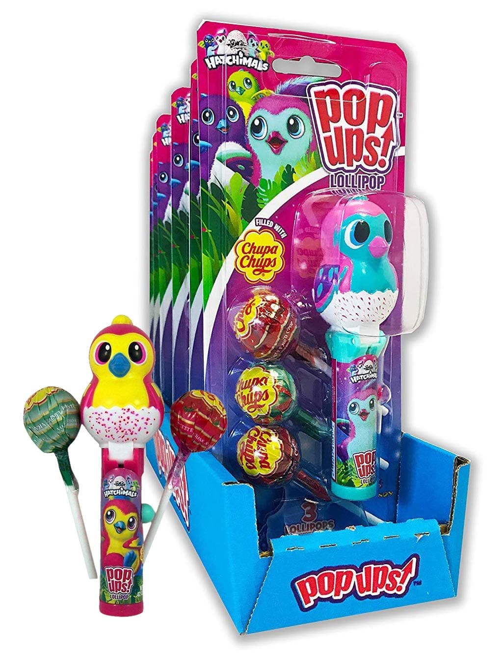 Hatchimals Assorted Easter Egg Pop Ups Lollipop Case with Chupa Chups, 1.26 oz, Pack of 6