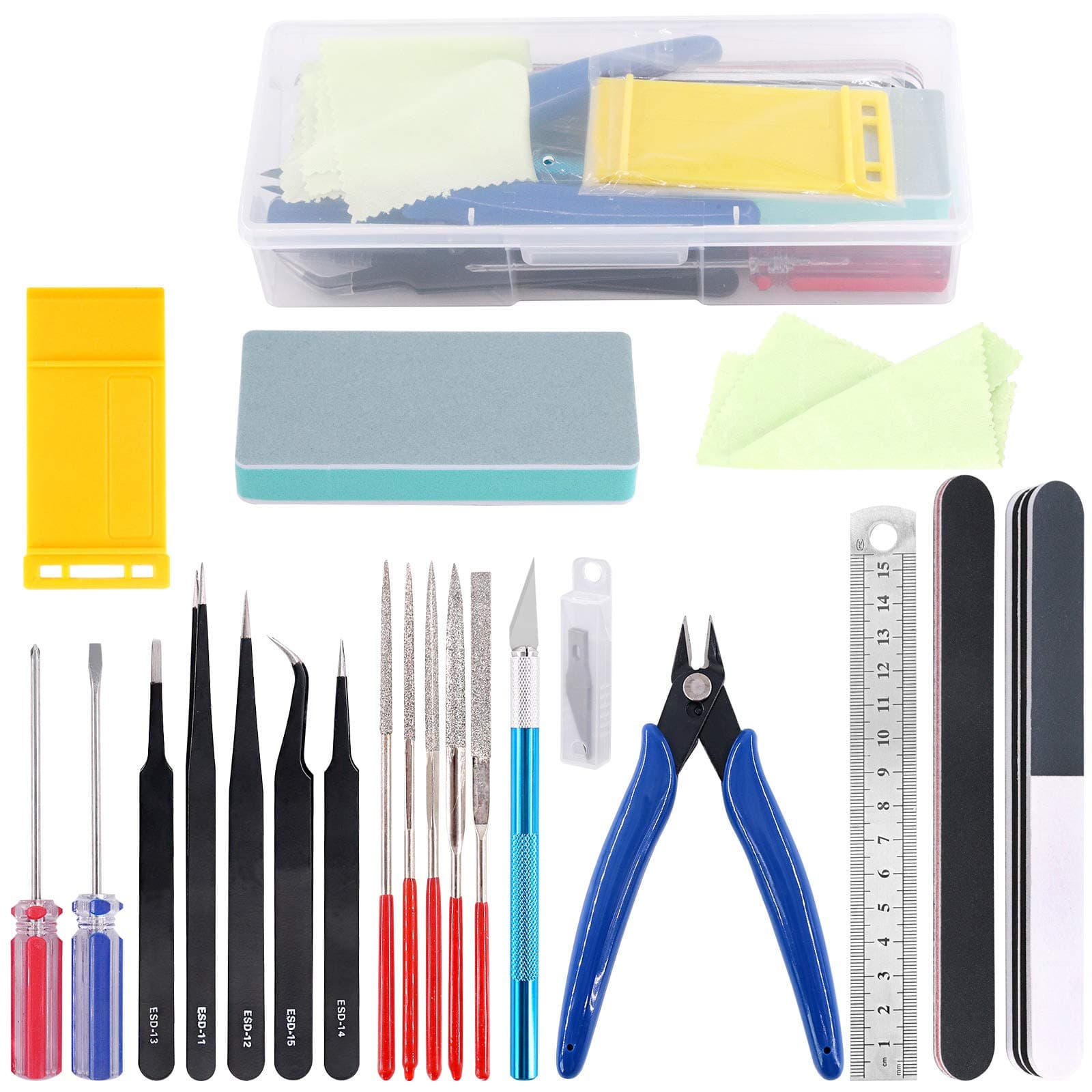 - 21Pcs Modeler Basic Tools Craft Set Hobby Building Tools Kit for Gundam Car Model Building