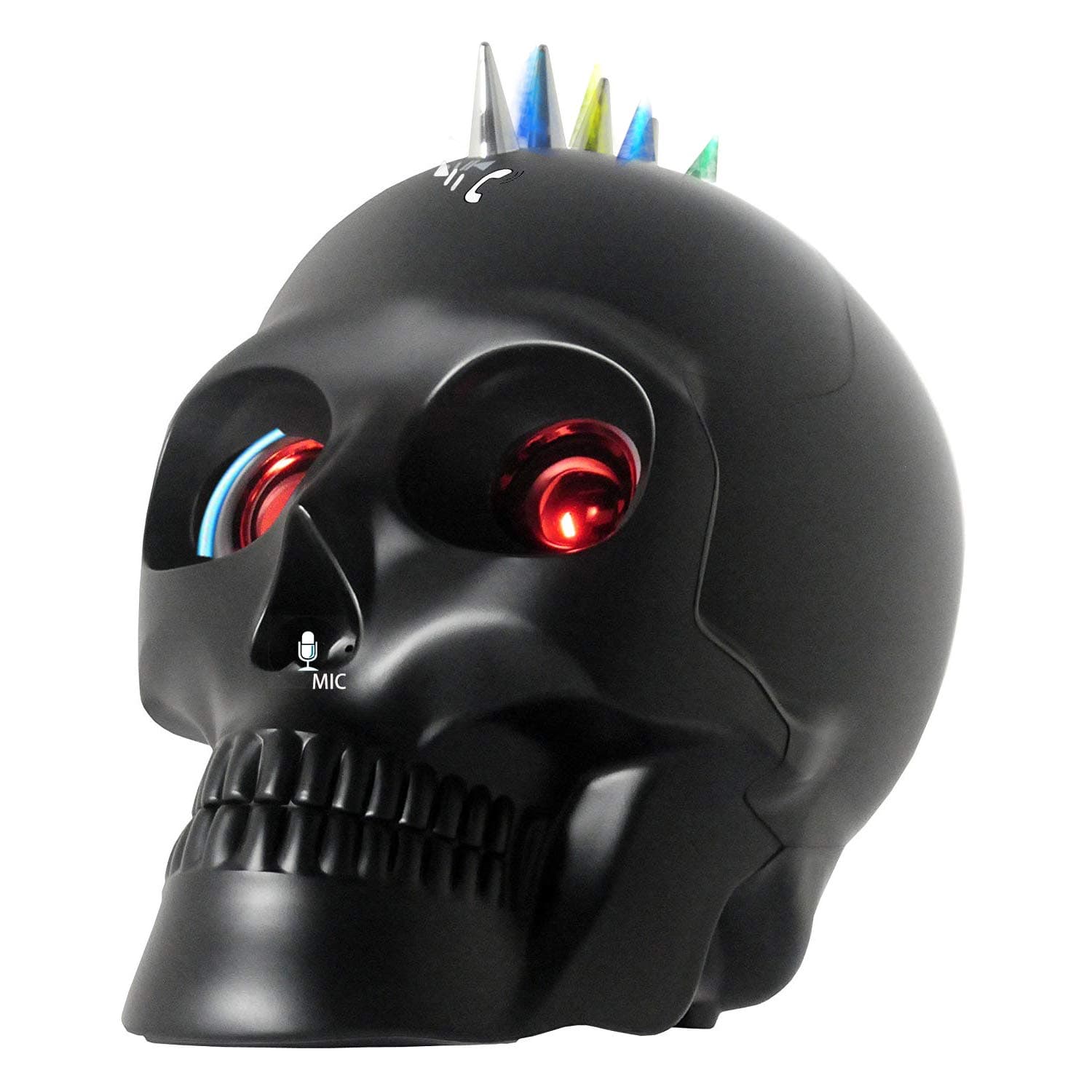 Bluetooth Skull Speakers with Wireless Device and Mic Calling for iPhone 11/Max/XR,Android Phone,Computer,Tablets,NB and Pad, Halloween Decor(Matt Black)