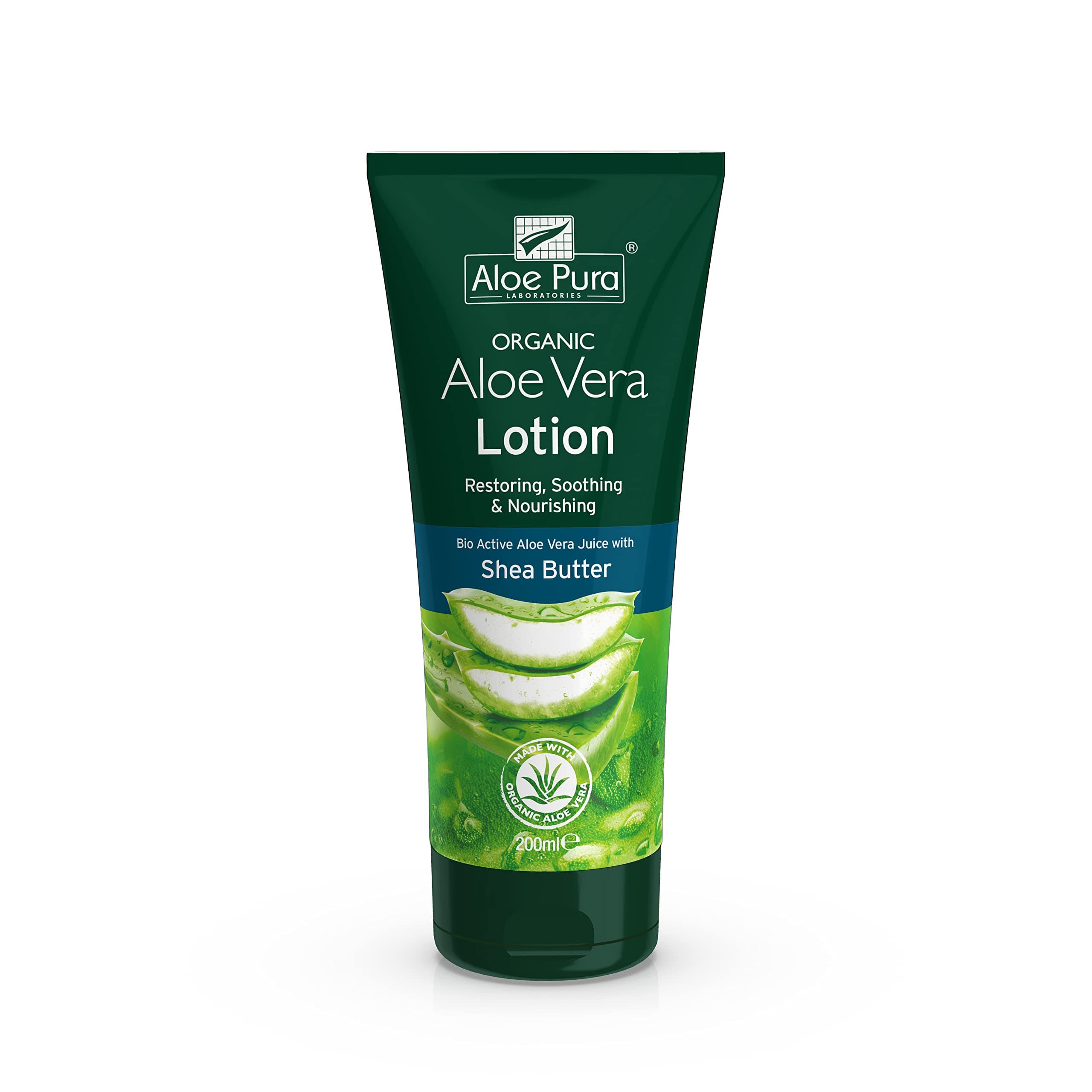 Organic Aloe Vera Lotion, Natural, Vegetarian, Cruelty Free, Paraben & SLS Free, Soothing, Moisturising, 200 ml