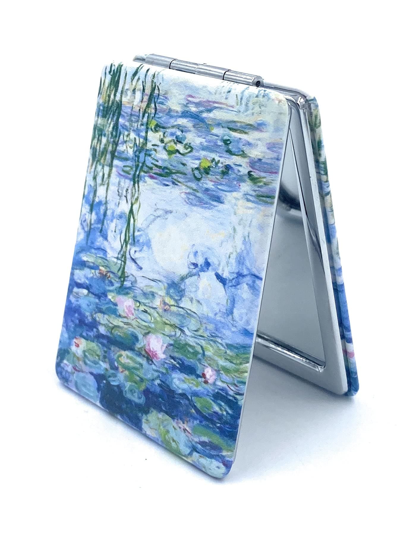 Small Hand Mirror Rectangular Compact Magnifying Mirrors Mini Pocket Purse Mirror Compact Travel Mirror Water Lilies Gifts for Women