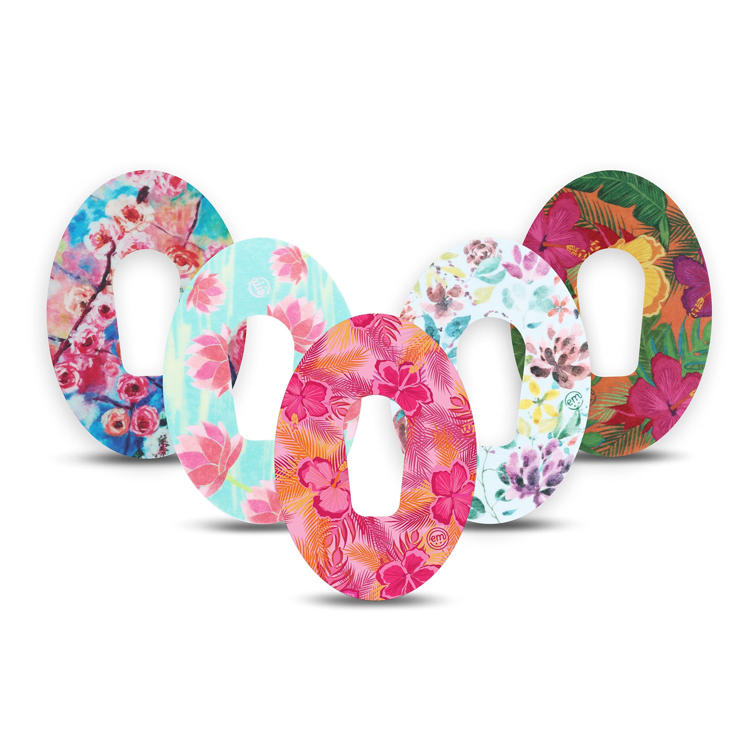 ExpressionMedAdhesive Patch for Dexcom G6 (5-Pack) - Made in The USA, Waterproof, Split Backing, CGM Tape (Colorful Floral Variety Pack)