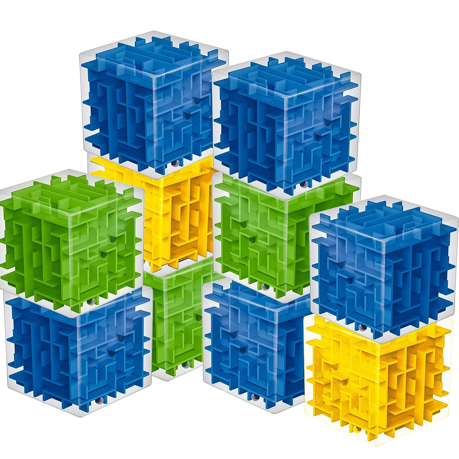 10 Pack Maze Puzzle Cubes, 3D Magic Cube Bulk Brain Teasers for Kids and Adults Educational Puzzle Boxes, Kids Party Favors & Classroom Prizes Puzzles Toys, Color Random(Not Money Maze)