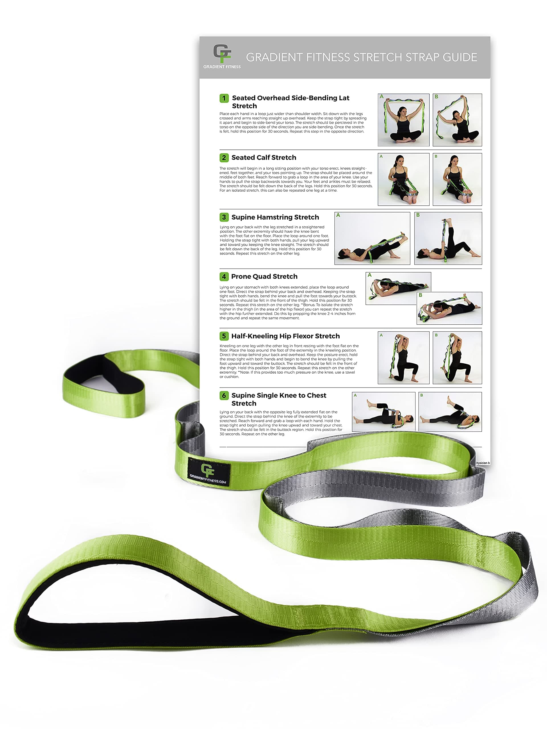 Stretching Strap for Physical Therapy, 12 Multi-Loop Stretch Strap 1" W x 8' L, Neoprene Handles, Physical Therapy Equipment, Yoga Straps for Stretching, Leg Stretcher.