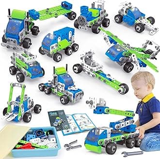 18 in 1 STEM Toys for 4 5 6 7 8+ Year Old Boy Girl Birthday Gifts Educational Building Toys for Kids Ages 4-8 5-7 6-8 Build and Play Stem Activities Construction Toy for Boys 4-6 8-10 (Pull Back Cars)