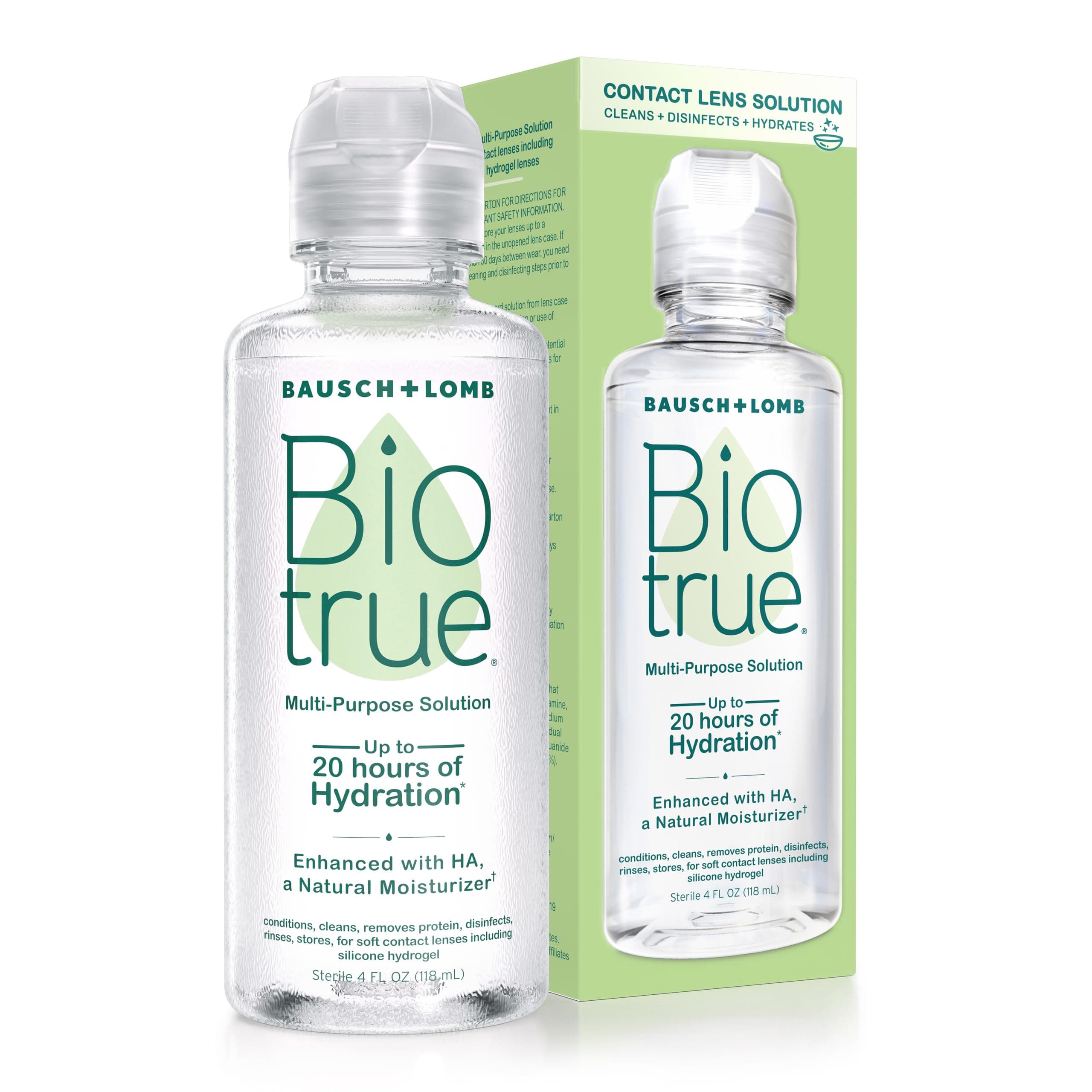 Biotrue Contact Solution, Multi-Purpose Lens Solution for Soft Lenses, Cleans, Disinfects, Removes Protein Build-Up, Dirt & Debris, Hydrates, Stores & Conditions Contacts, 4 Fl Oz (Pack of 1)
