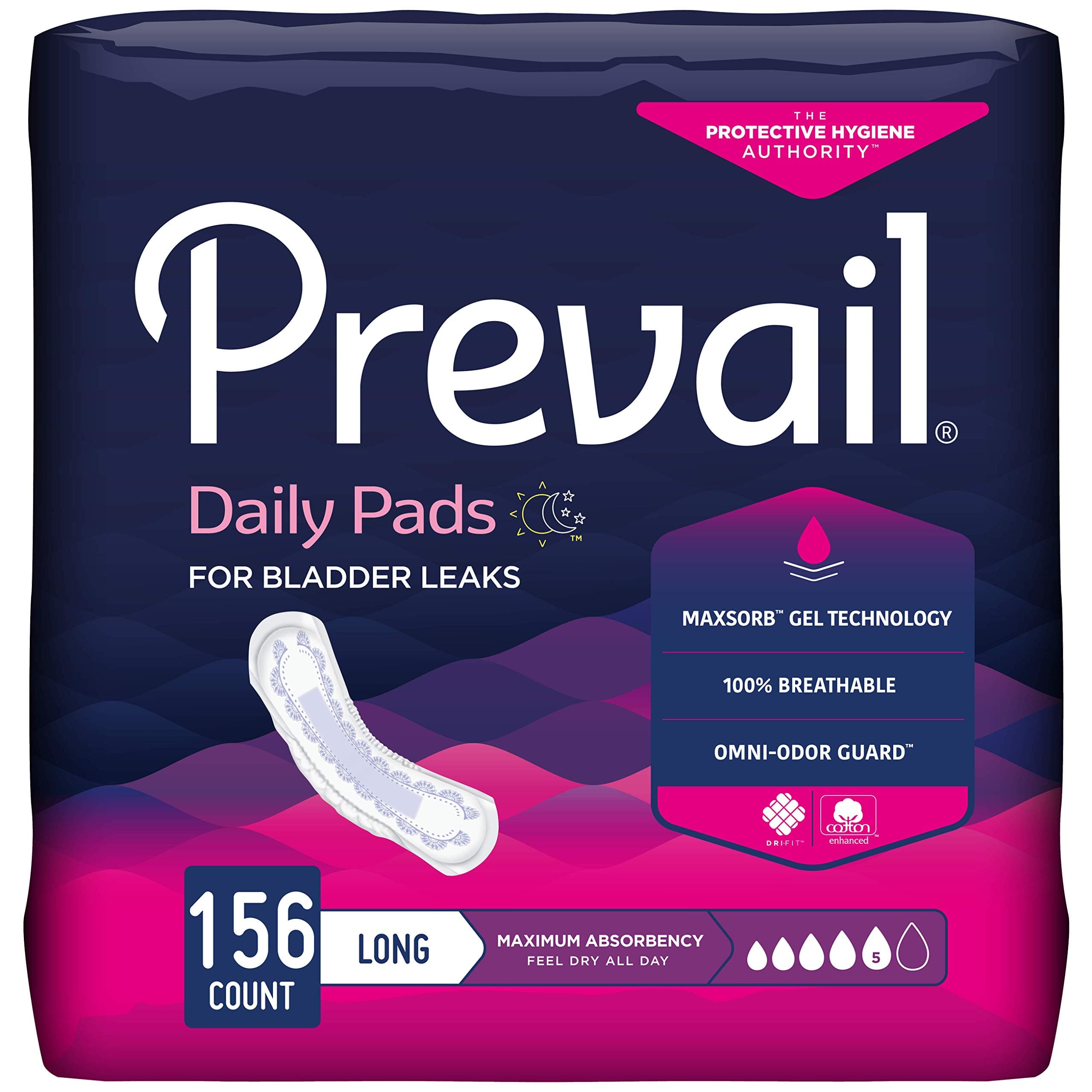 Prevail Maximum Absorbency Incontinence Bladder Control Pads, Maximum Long, 39-Count (Pack of 4)