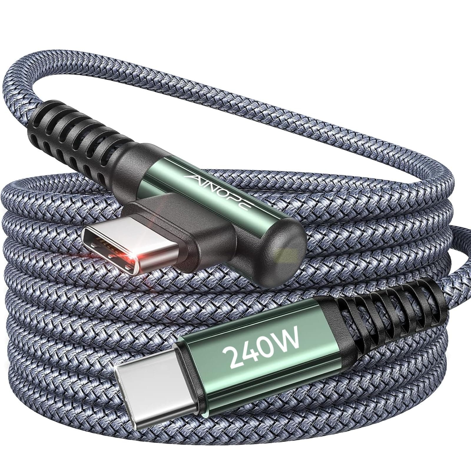 AINOPE USB C Cable, Type C Cable, 3M USB Cable, Fast Charging, L-Letter PD Compatible, 100W/5A, USB C-C Cable, Nylon Braided Durable, Compatible with MacBook Pro, MacBook Air, iPad Pro, iPad Mini