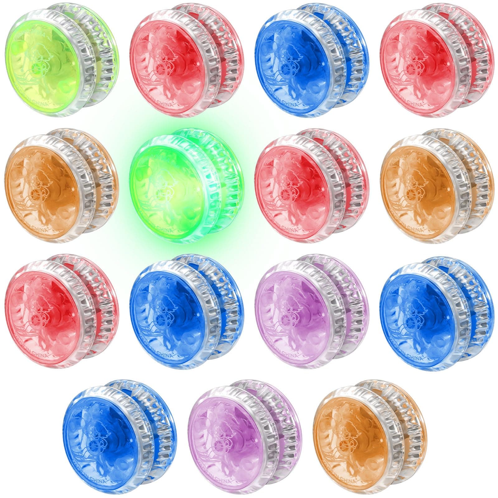 Kasyat 15 Pcs LED Light Beginner String Trick Ball, Plastic, Transparent, Random Color, Age 14+, Sport, Light-Up Ball