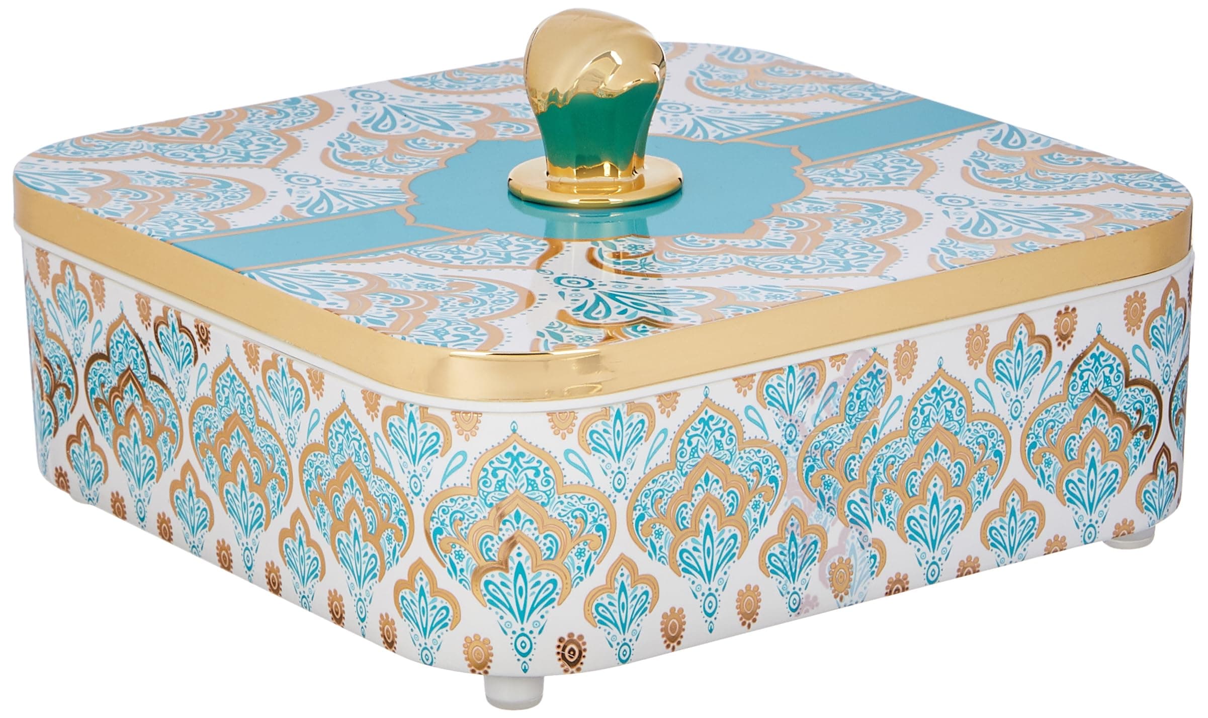 Amazon Solimo Airtight Dry Fruit Container Set With Serving Tray & Lid | Plastic Dry Food Storage Box I Multi-Purpose Box I Serving Set with 4 Section | Blue