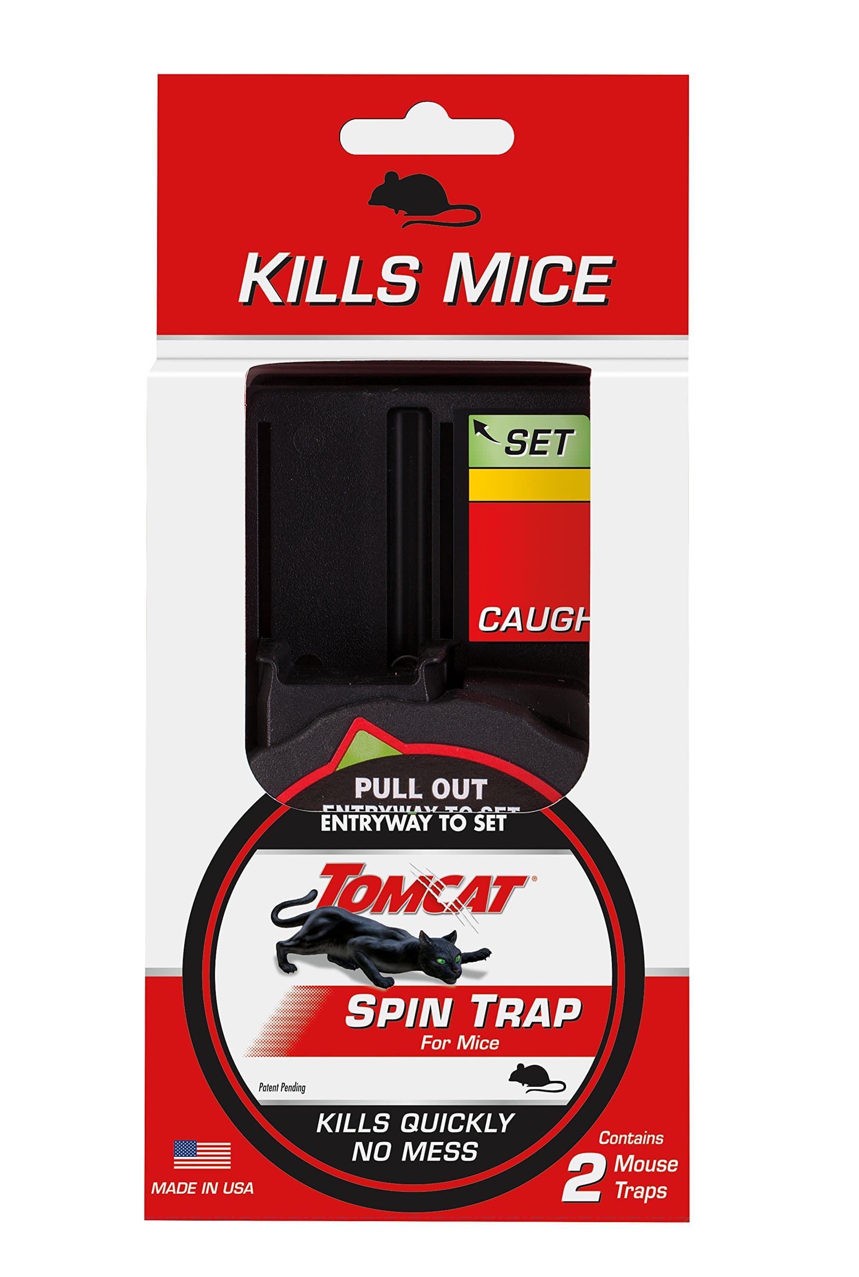 Tomcat Spin Trap for Mice, Fully Enclosed Mouse Trap Provides a Quick, No-Mess Kill, 2 Traps