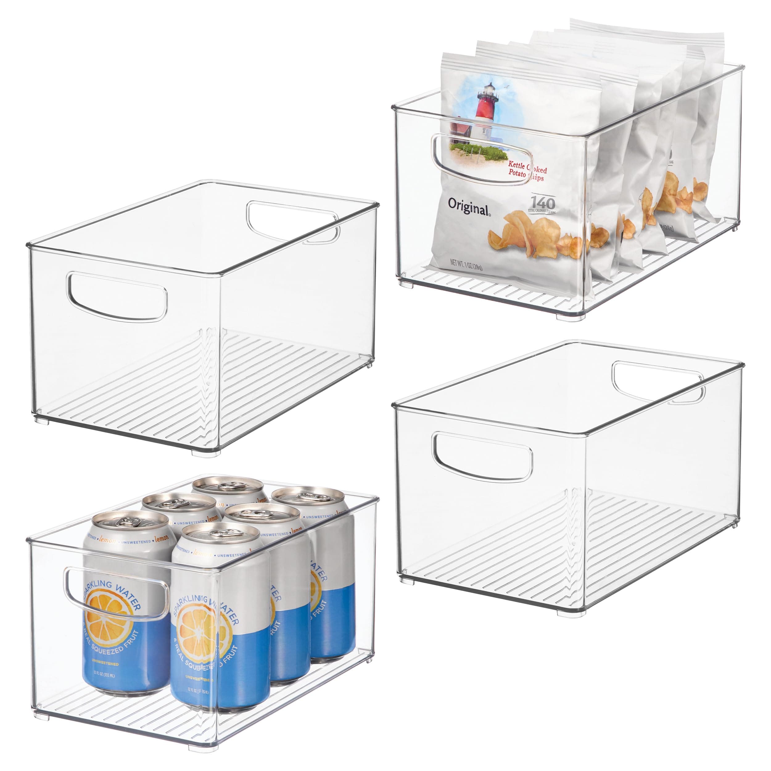 iDesign Stackable Clear Plastic Bin - Kitchen Organizers and Storage for Fridge and Pantry, 4-Pack