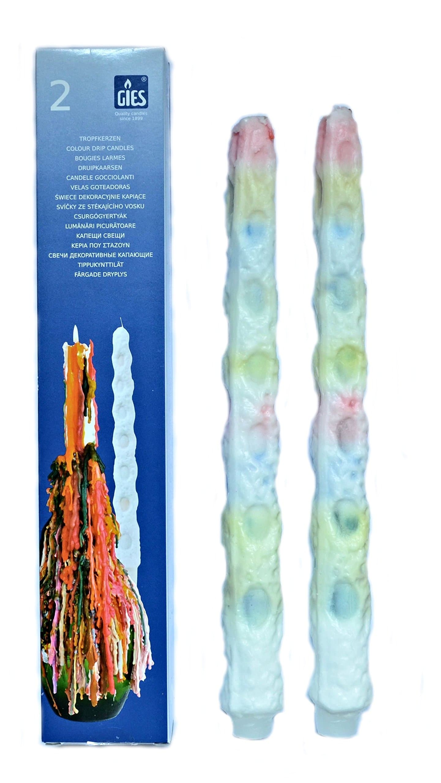 10 Coloured Drip Candles