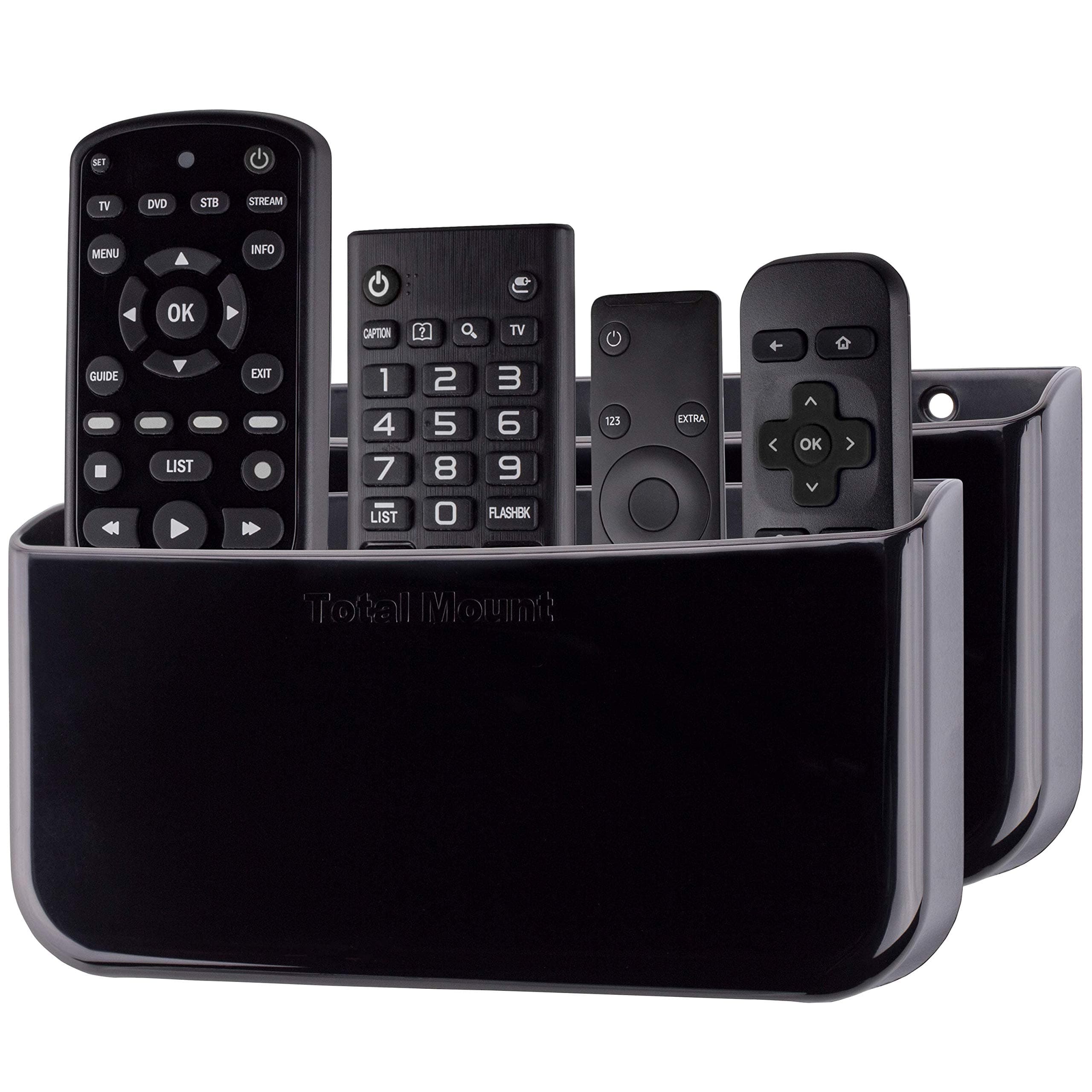 TotalMount Hole-Free Remote Holder for 3 or 4 Remotes (Two Pack)