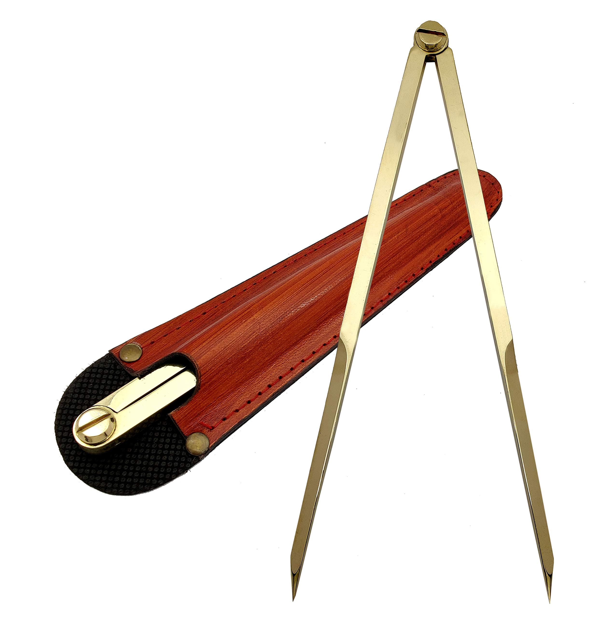 5MOONSUN5's Vintage Navigation Straight Pattern Artist Divider Solid Brass Drawing Tool Professional 8” Long Solid Brass with Heavy Duty Point Tool for Art Projector. with Leather Case