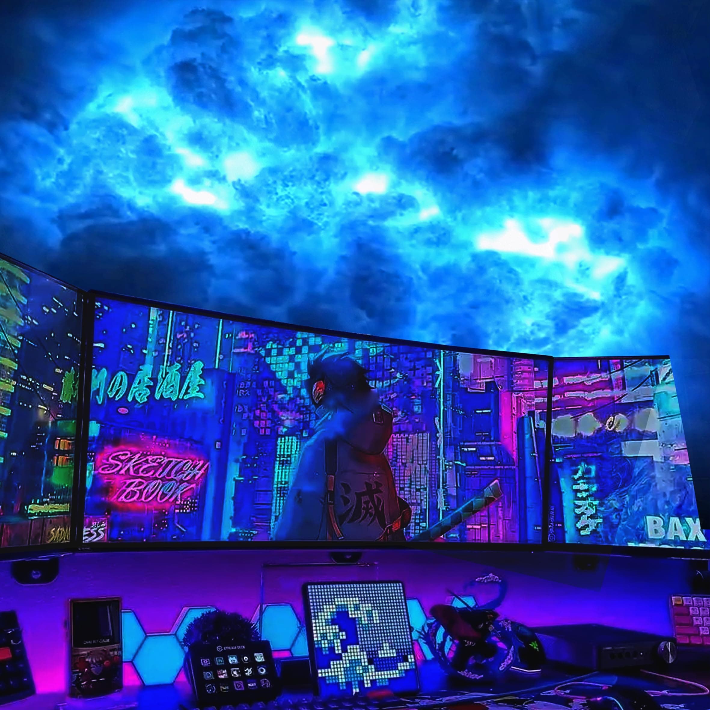 , 3D Thundercloud LED Light Cotton Lightning Cloud Colorful Atmosphere Night Light, DIY Creative Cloud Lights Gaming Room Garage Club Bar dj Party Light,16 Feet