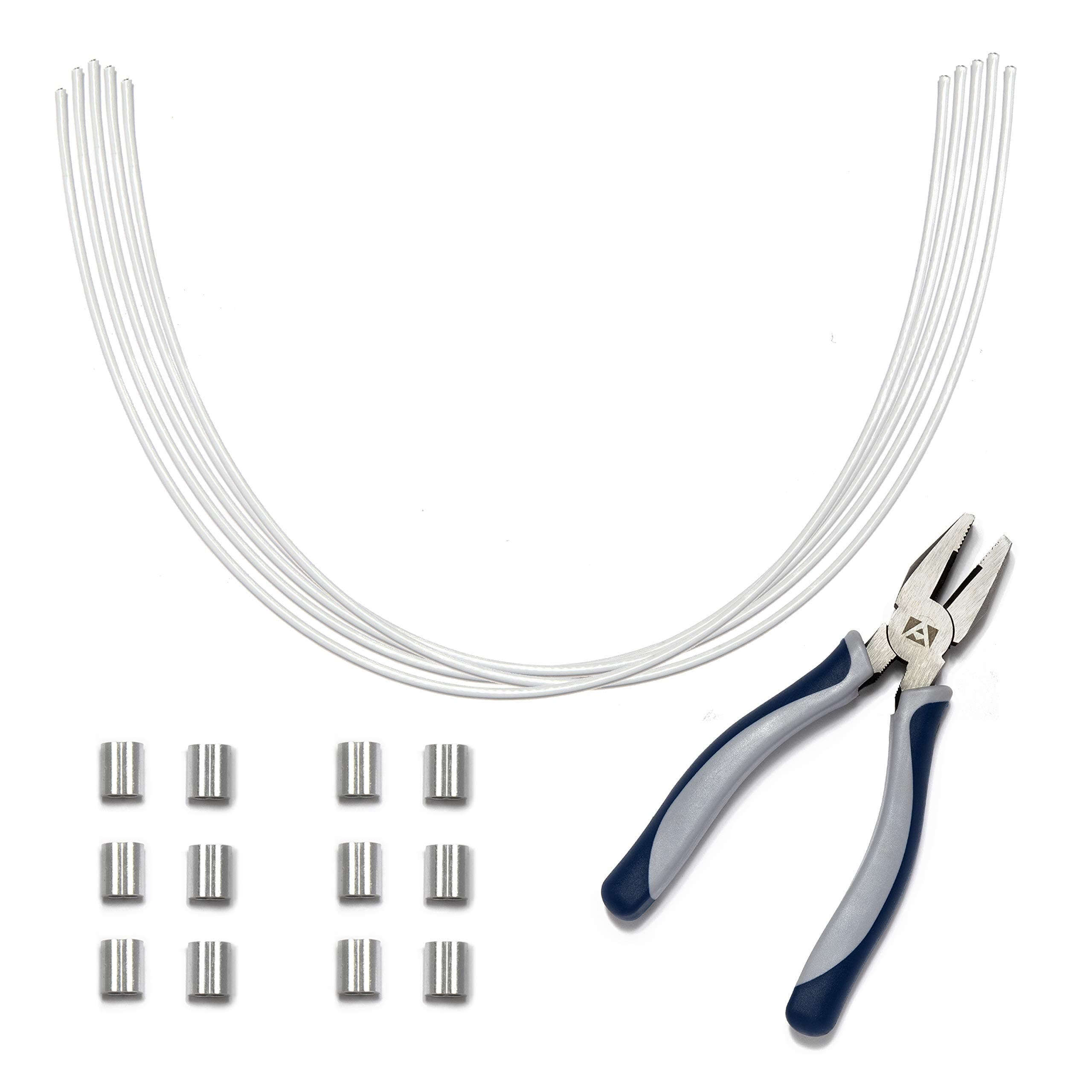 Cable Tethers White 30 Pack | DIY (self install) Kit | Customizable Cable Tethers | Tether Computers Adapters & Dongles | Easy Installation | Free Crimping Tool | 12 inch Cable