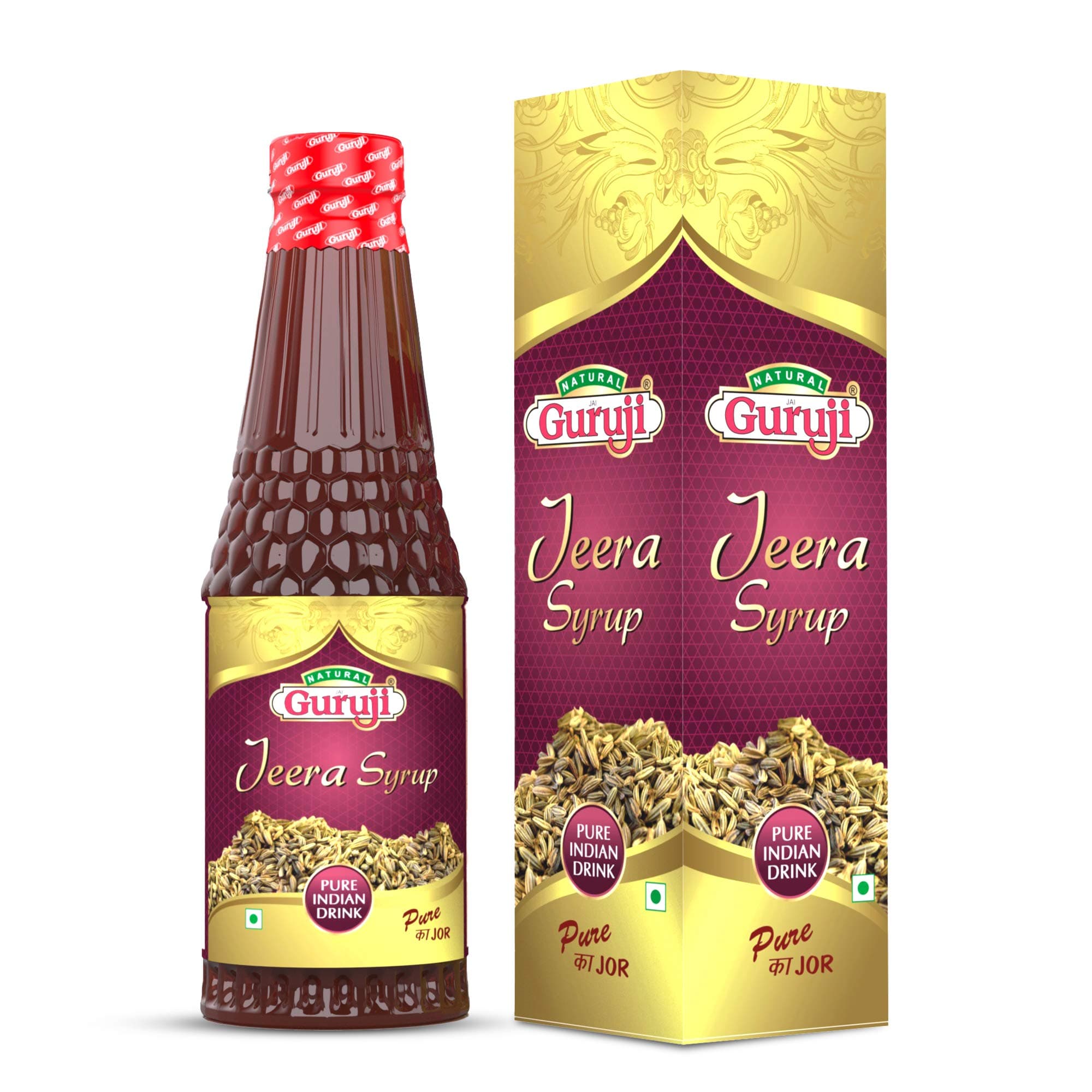 Jai Guruji Jeera Syrup Sharbat Instant Refreshing Drink For Summer (Mix With Water Or Soda) 750Ml - Instant