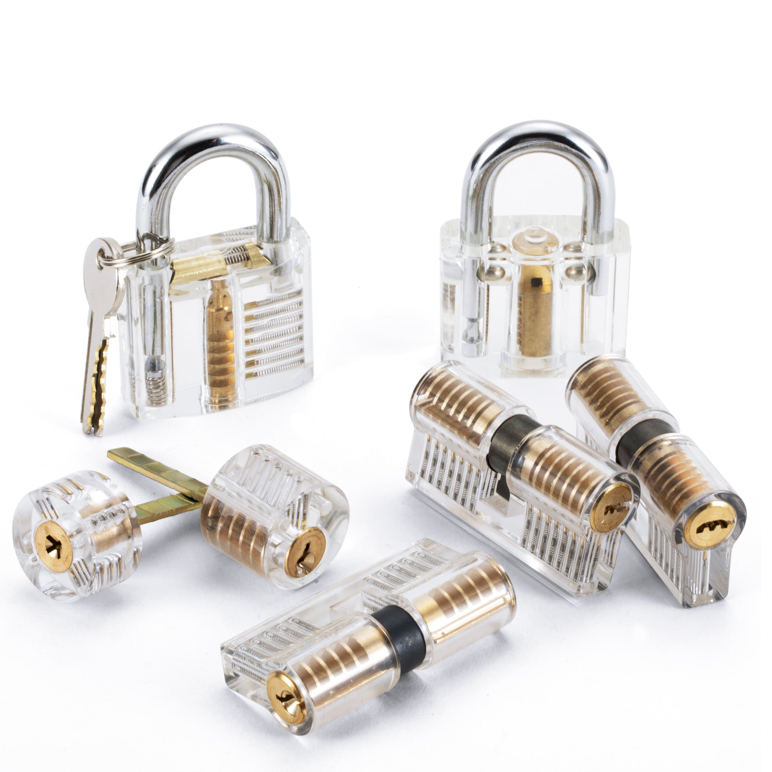 LUWANZ 7pcs Transparent Locks Practice Lock Set Visible Locks Common Padlocks Training Pick Set for Beginner Locksmith (incl. keys)